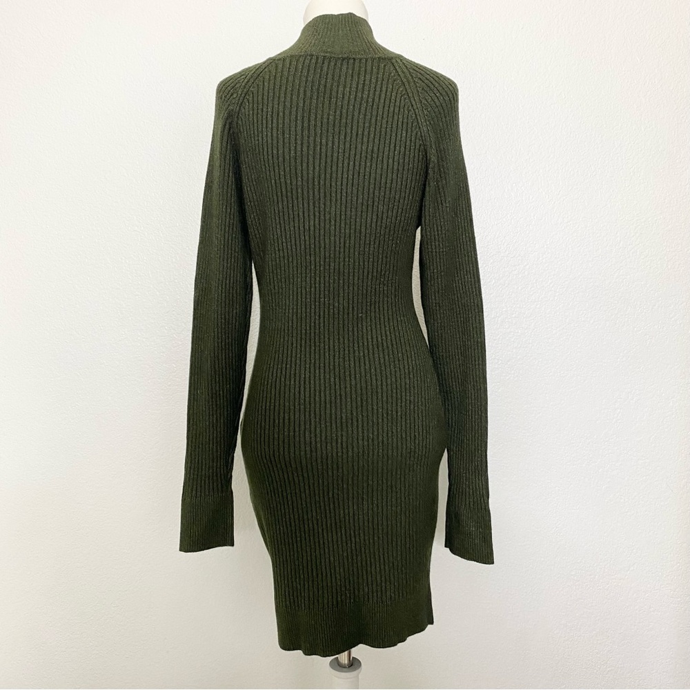BARDOT Olive Green Ribbed Knit Dress - Picture 3 of 4